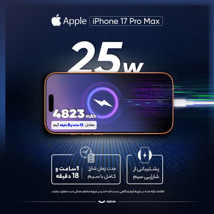 گوشی موبایل اپل مدل iPhone 17 Pro Max ZAA تک سیم کارت + eSim ظرفیت 256 گیگابایت و رم 12 گیگابایت - نات اکتیو بدون ریجستر